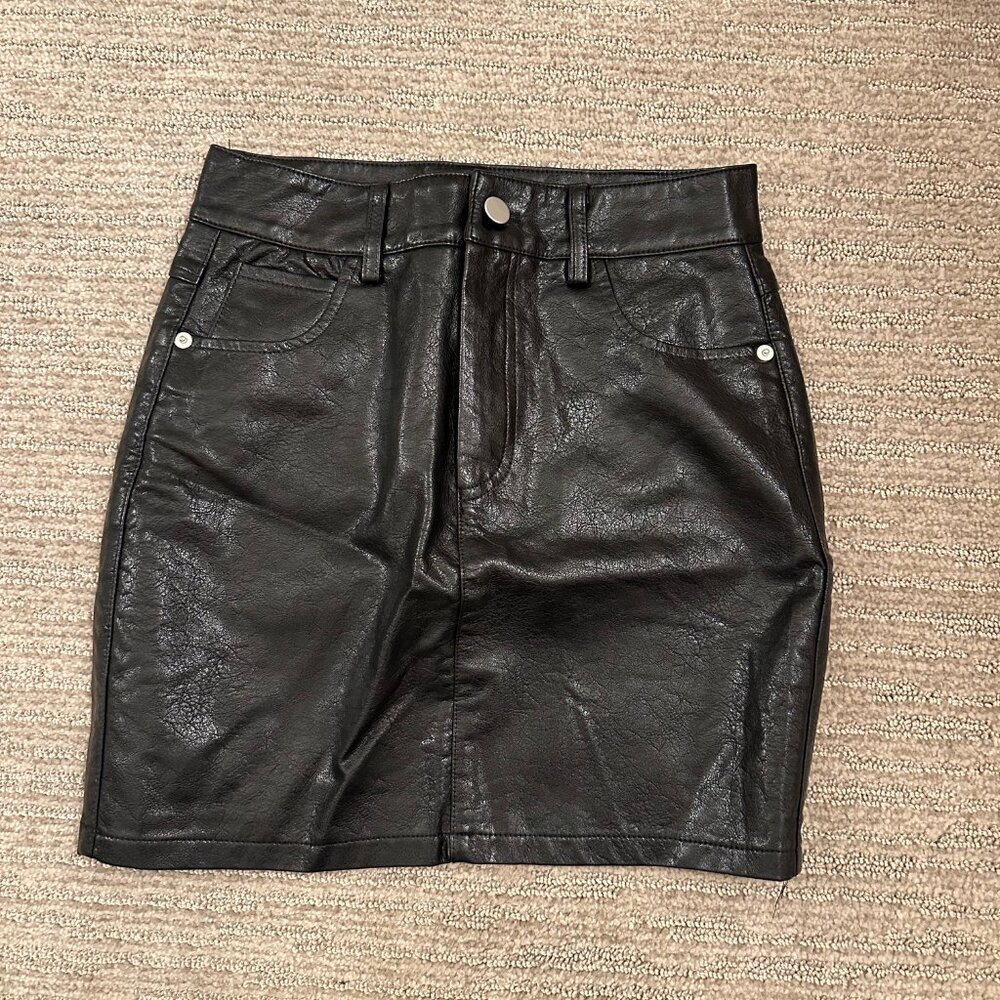 Black Leather Mini Skirt (NWT)